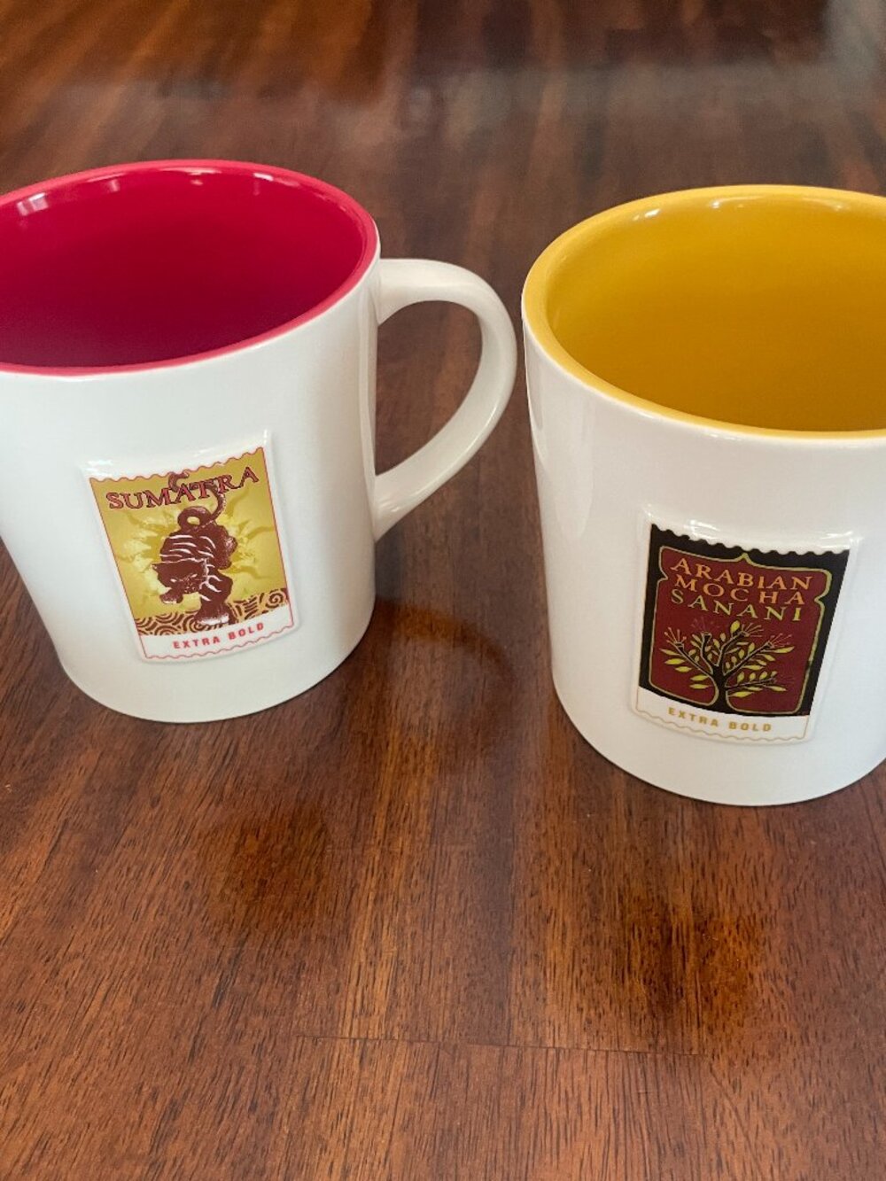 Starbucks 2006 Sumatra Extra Bold & Arabian Mocha Sanani 3D Mug Set of 2